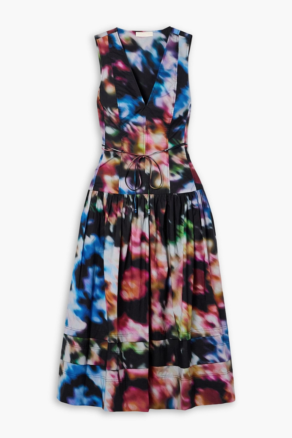Ulla Johnson Kiran Belted Printed Cotton-poplin Midi Dress In Multi