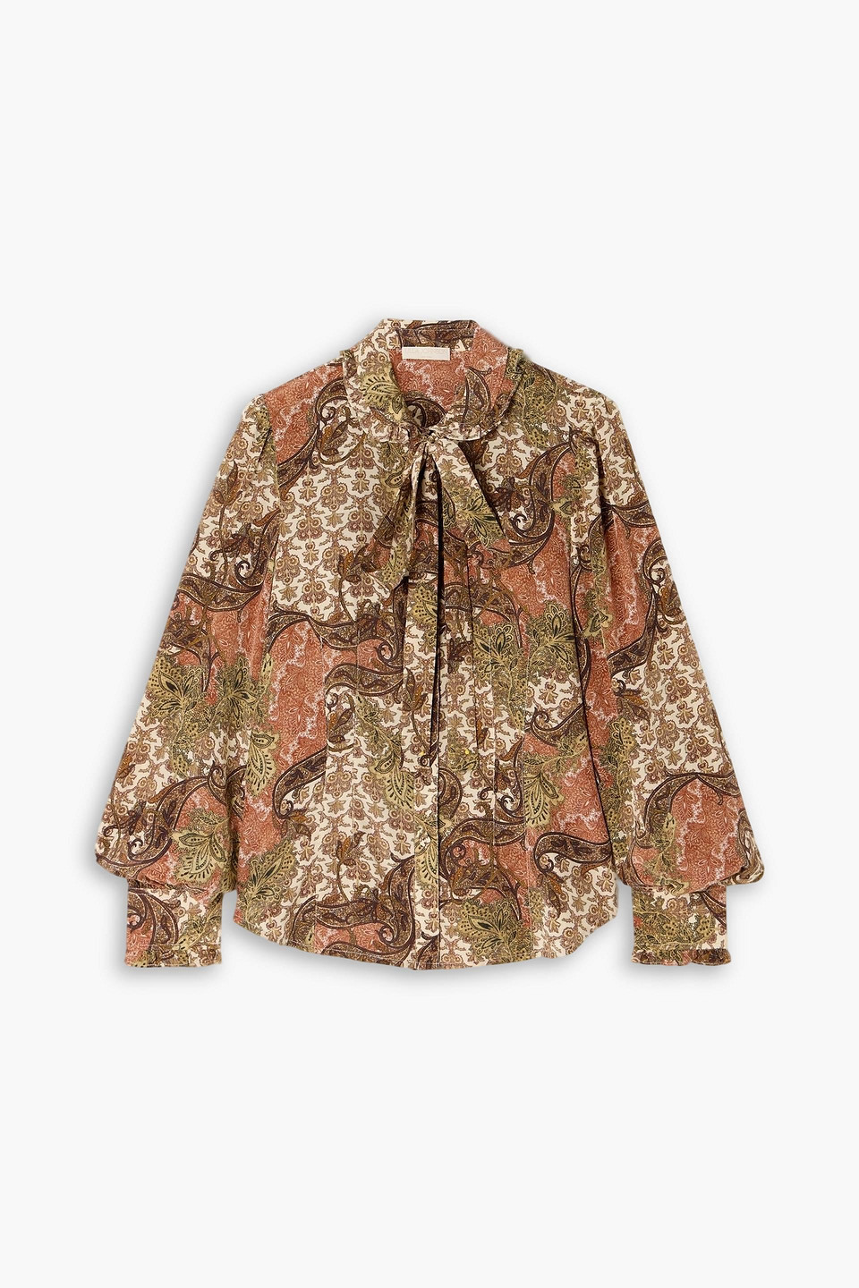 ulla johnson - vedra pussy-bow printed silk crepe de chine blouse - green - us 12
