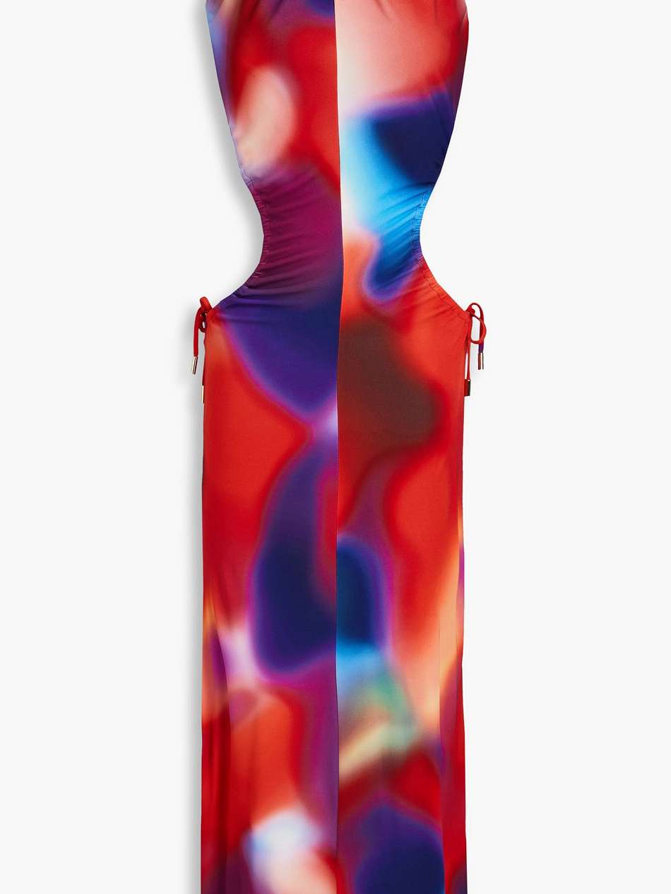 del prado cutout printed jersey midi dress