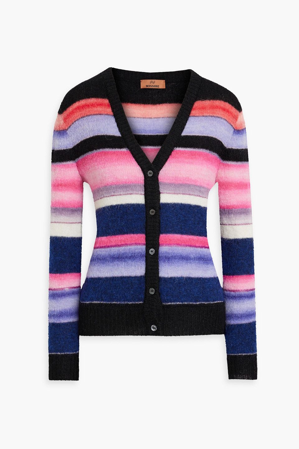 Shop Missoni Striped Knitted Cardigan In Pink