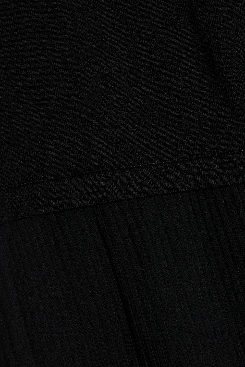 Max Mara Gilles Pleated Chiffon-paneled Wool-blend Midi Dress In Black