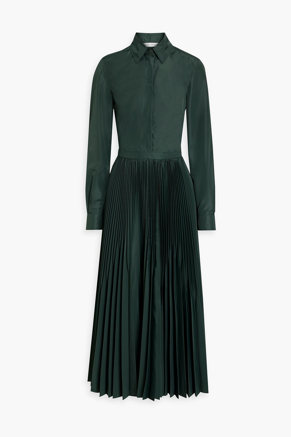 Max Mara Fosca Taffeta Midi Shirt Dress In Forest Green ModeSens
