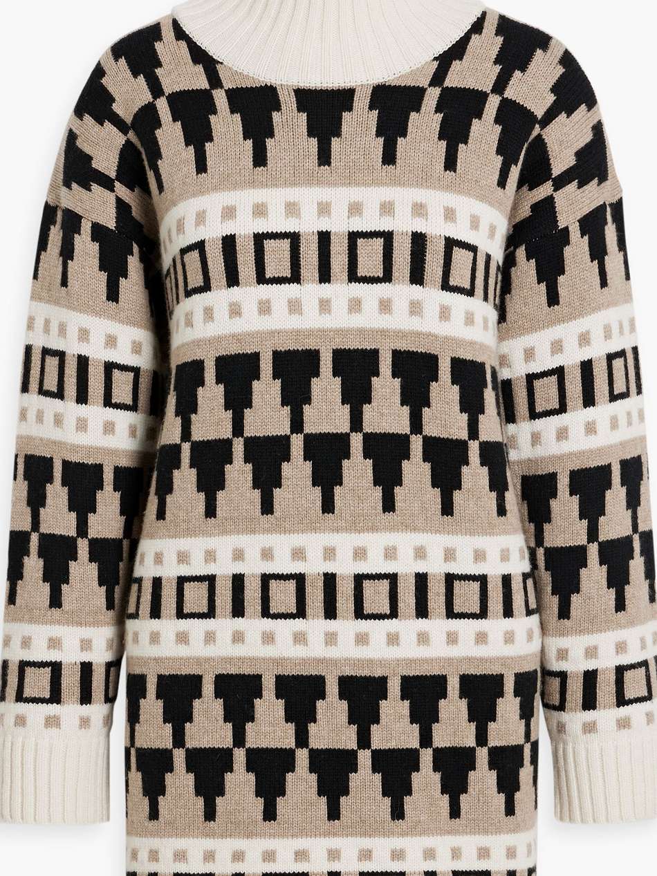 navarra jacquard-knit wool and cashmere-blend mini dress