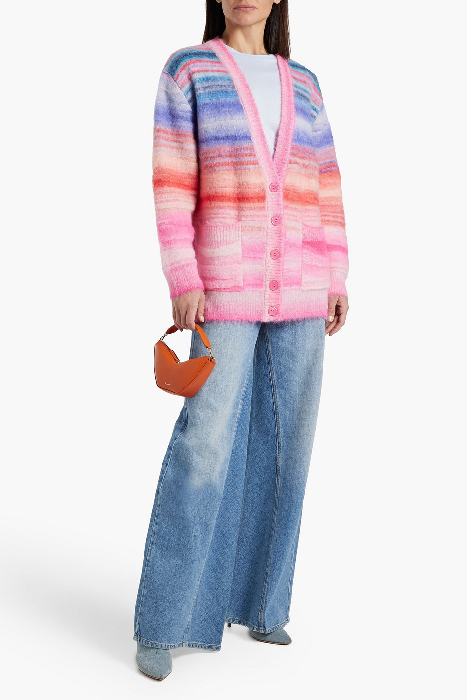 Shop Missoni Striped Wool-blend Cardigan In Pink