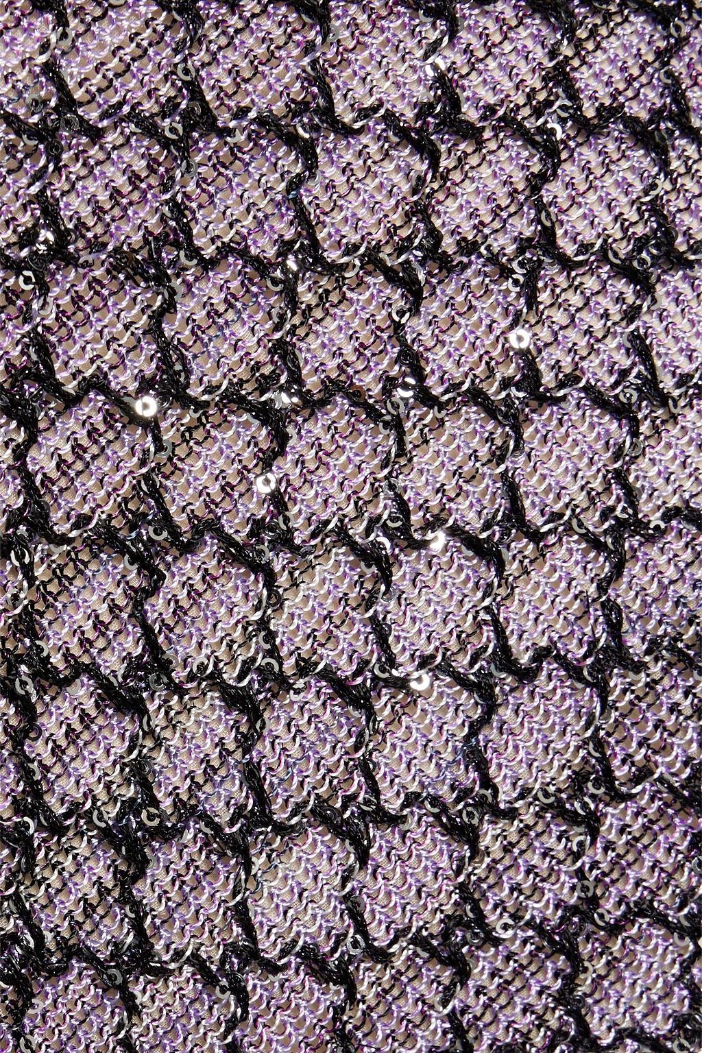 MISSONI Sequin-embellished striped crochet-knit wide-leg pants