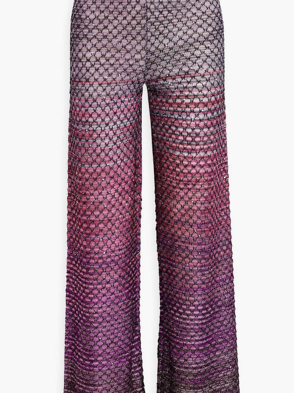 embellished crochet-knit wide-leg pants