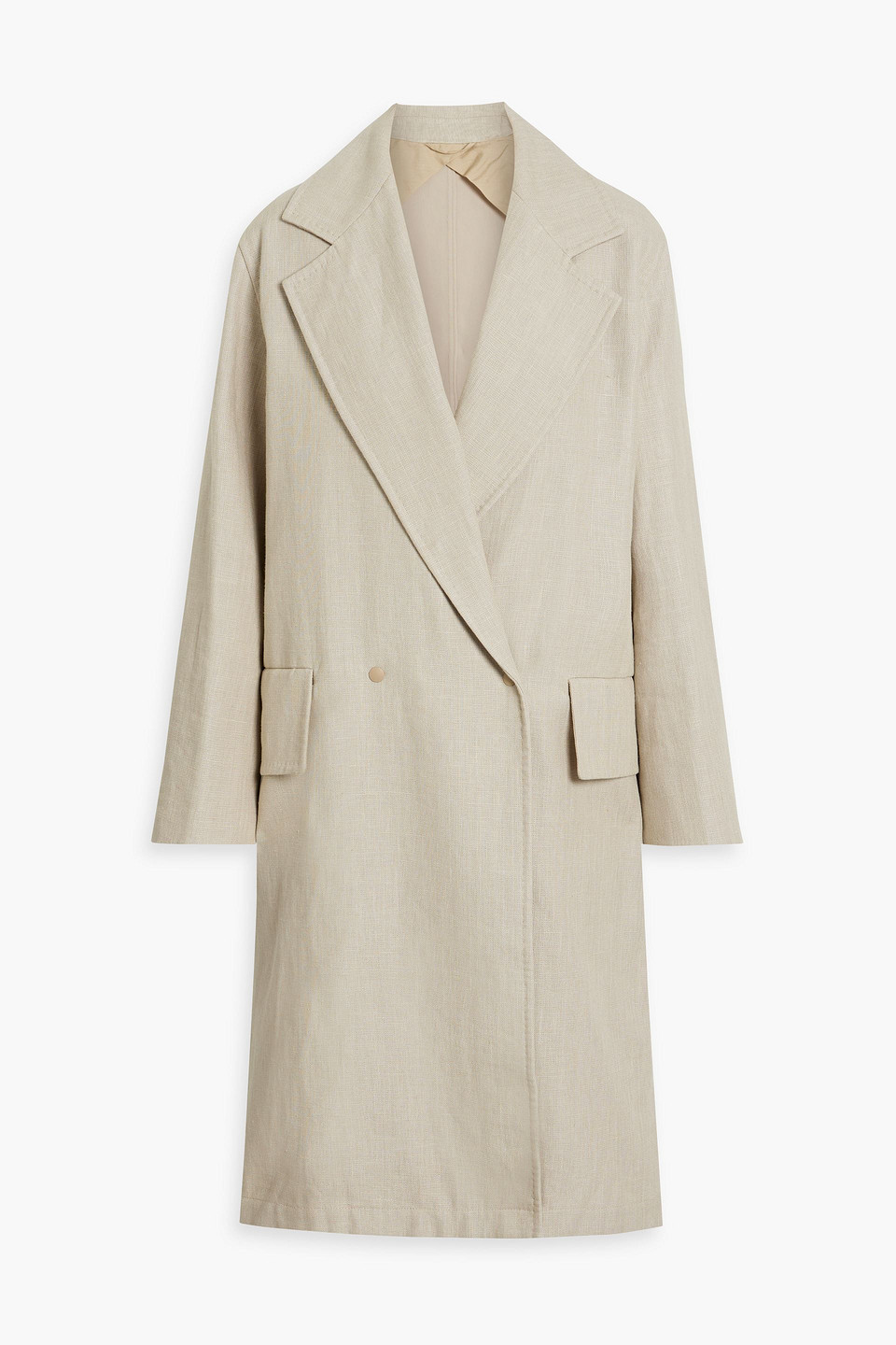 Shop Max Mara Mescal Double-breasted Linen Coat In Neutral