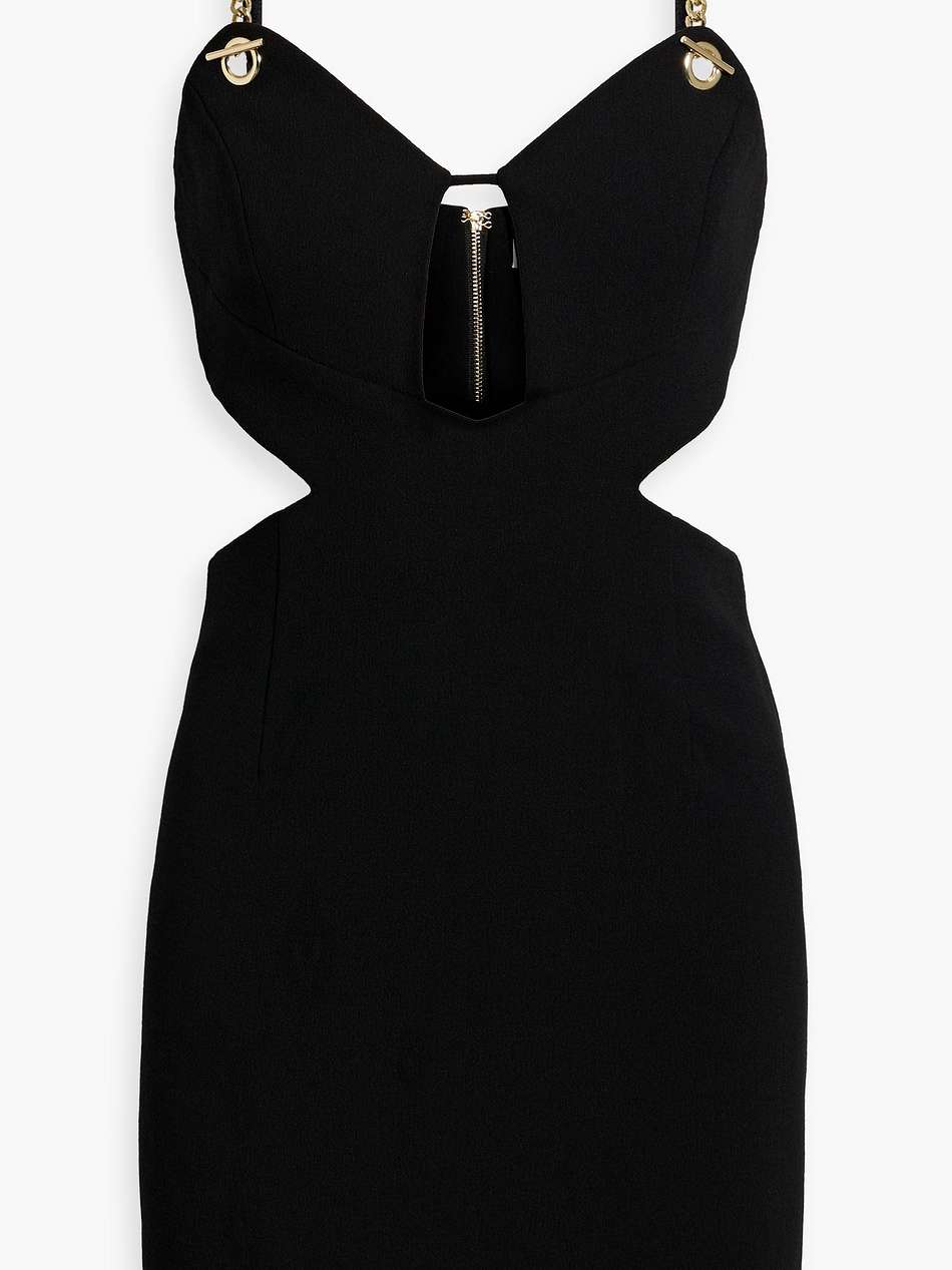 dulce amor chain-embellished cutout crepe mini dress