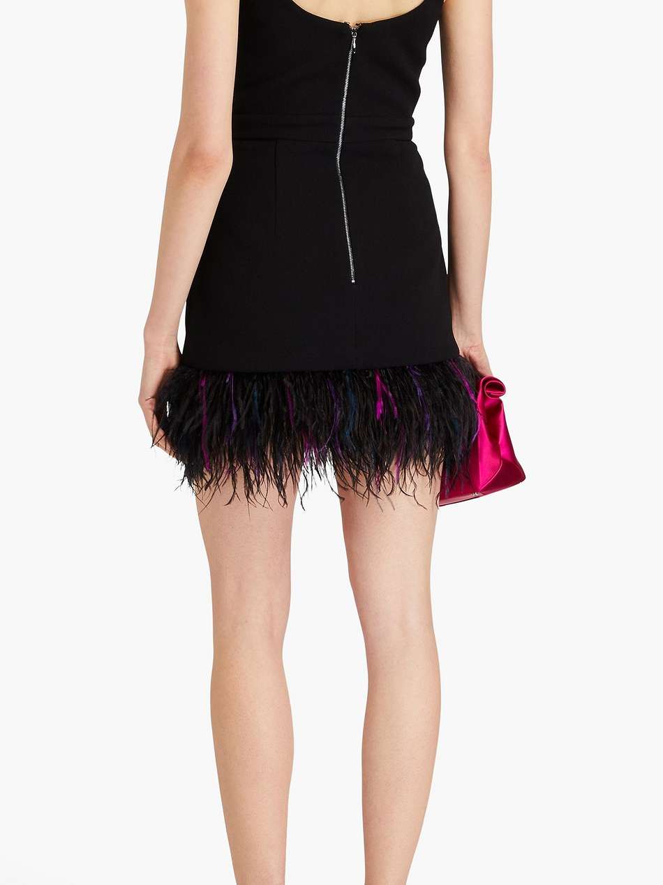 bronx feather-embellished cutout crepe mini dress