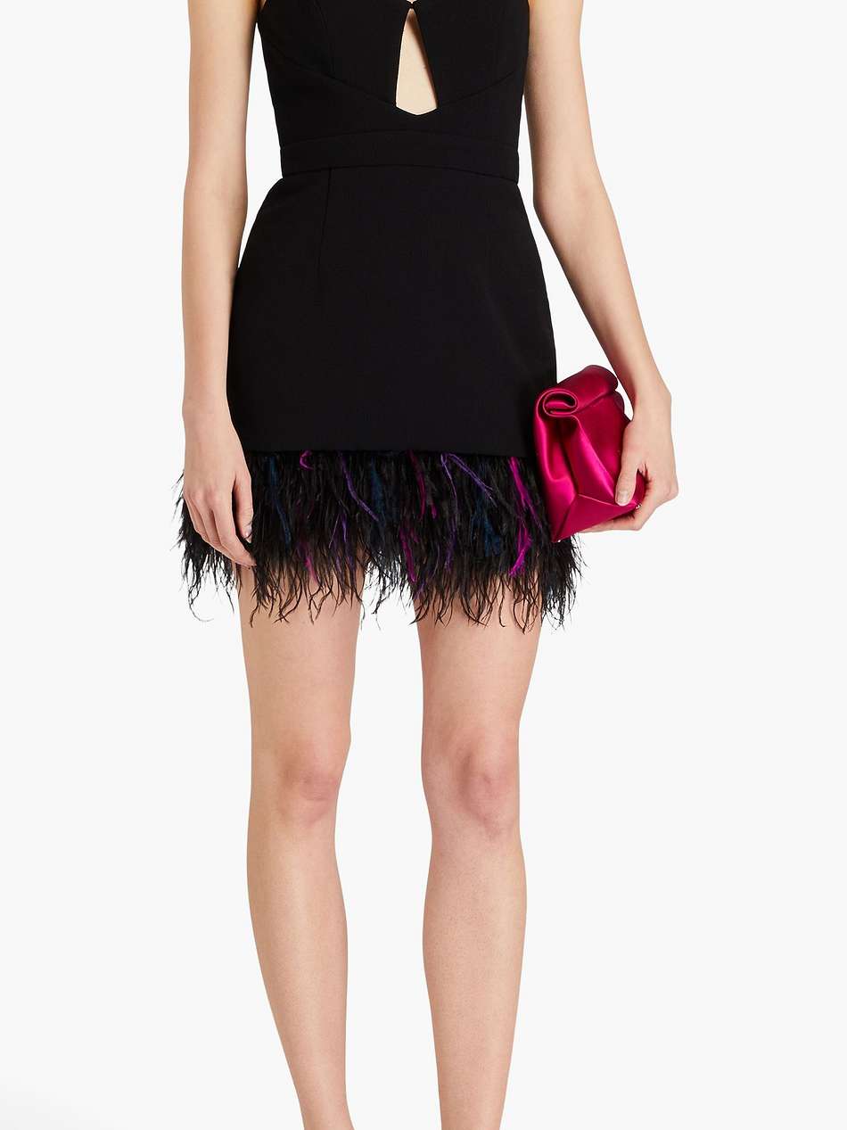 bronx feather-embellished cutout crepe mini dress