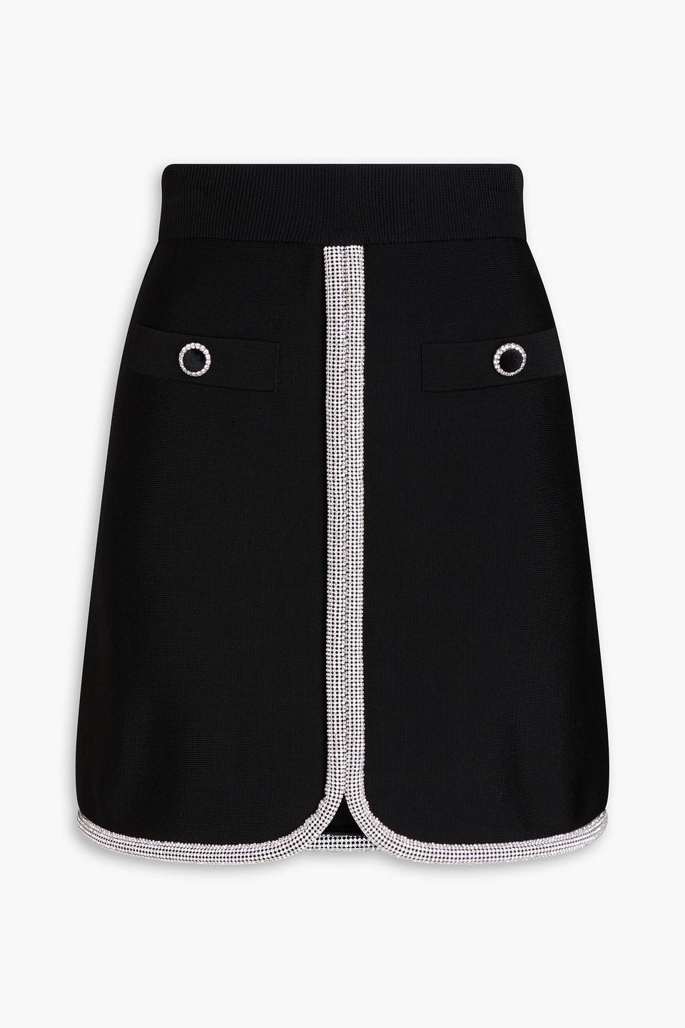 Raine crystal-embellished knitted mini skirt
