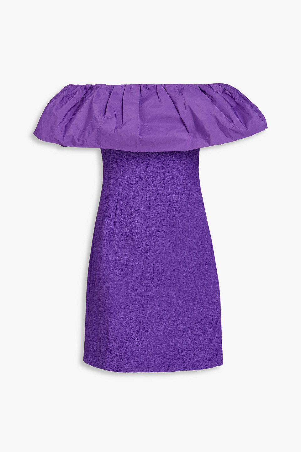 Rebecca Vallance Rumi Off-the-shoulder Taffeta-paneled Cloqué Mini Dress In Purple