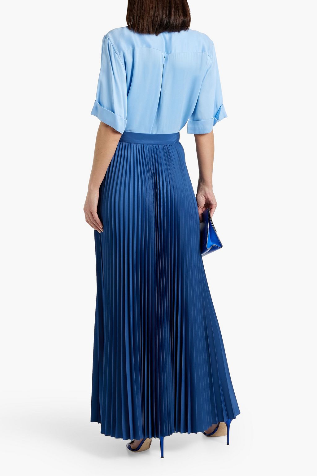 MAX MARA Pleated sateen maxi skirt