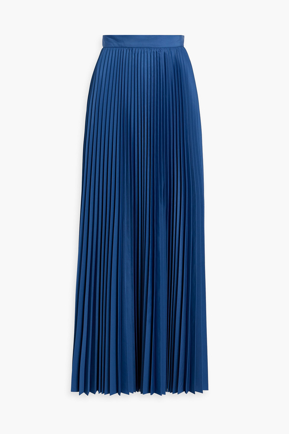 Max Mara Pleated Sateen Maxi Skirt In Blue