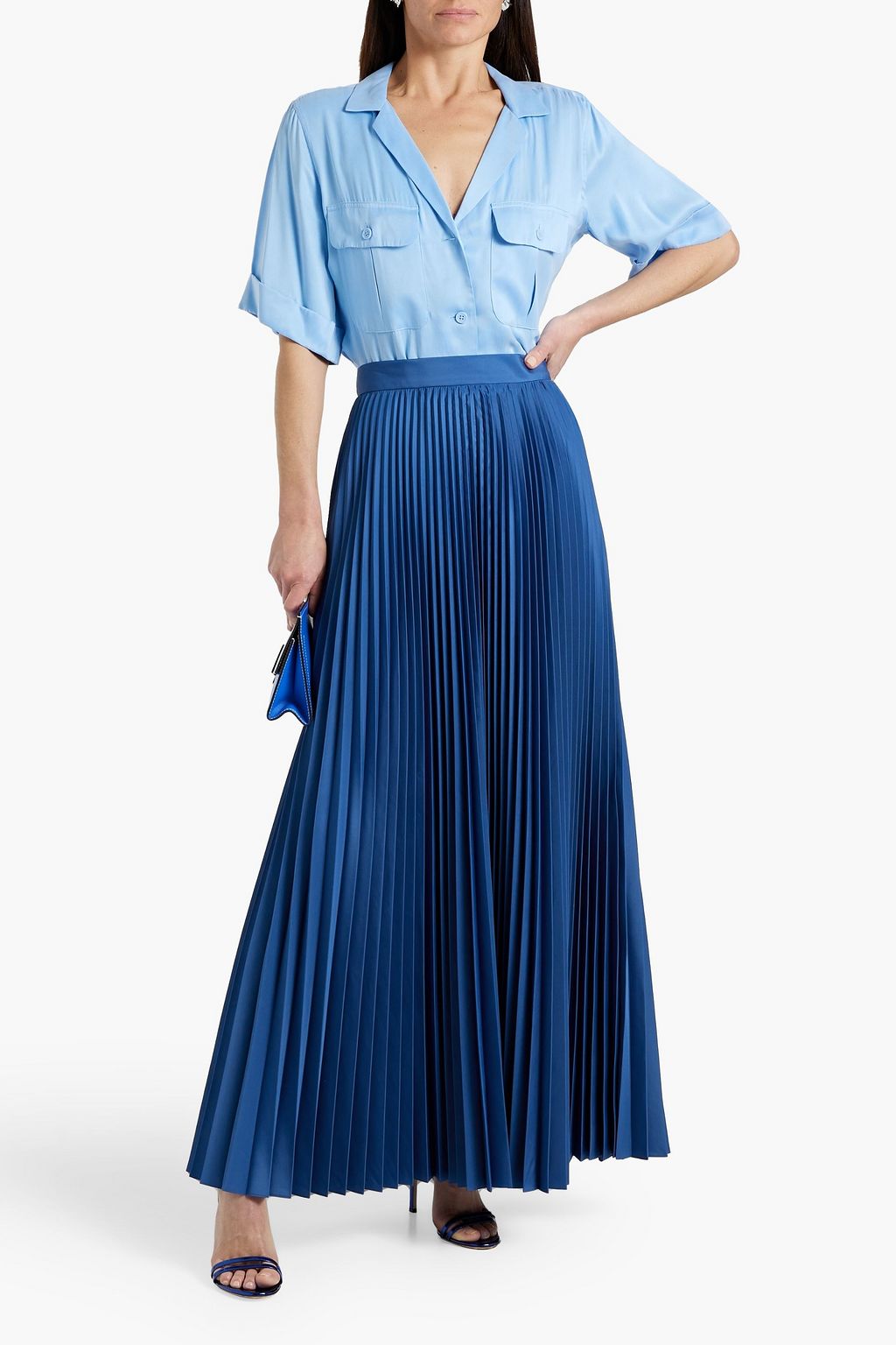 MAX MARA Pleated sateen maxi skirt