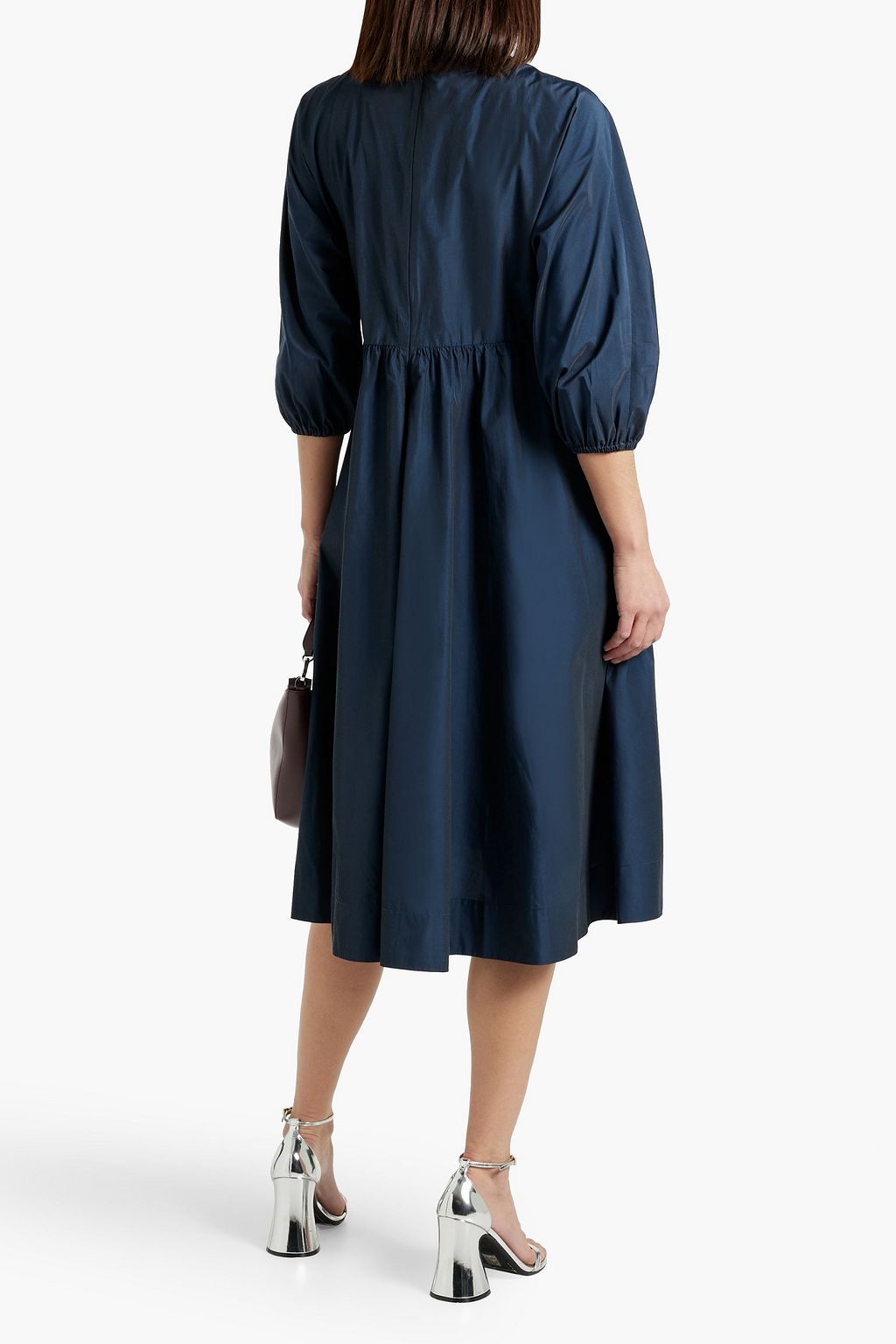 'S MAX MARA Gathered sateen midi dress