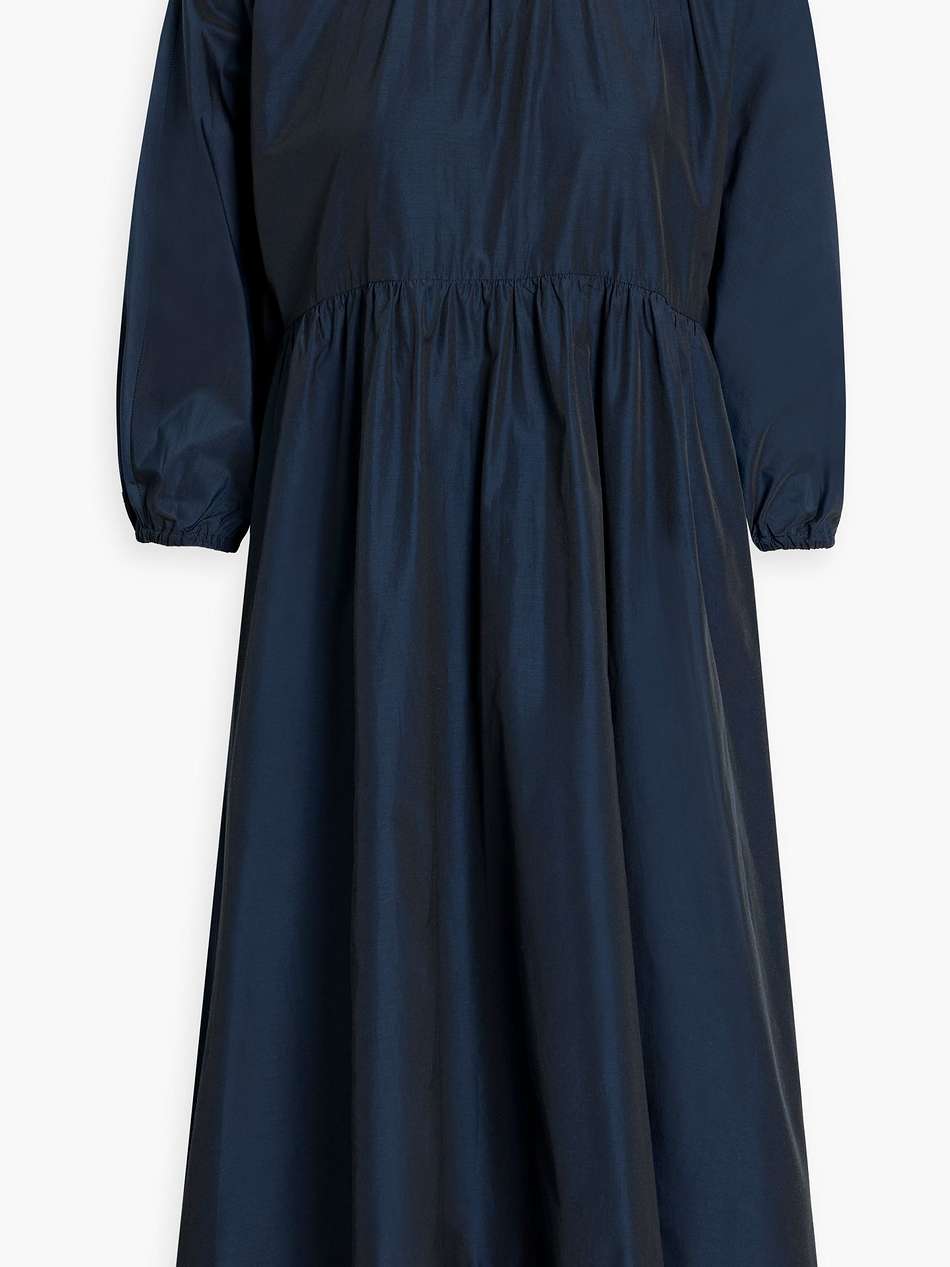 gathered sateen midi dress