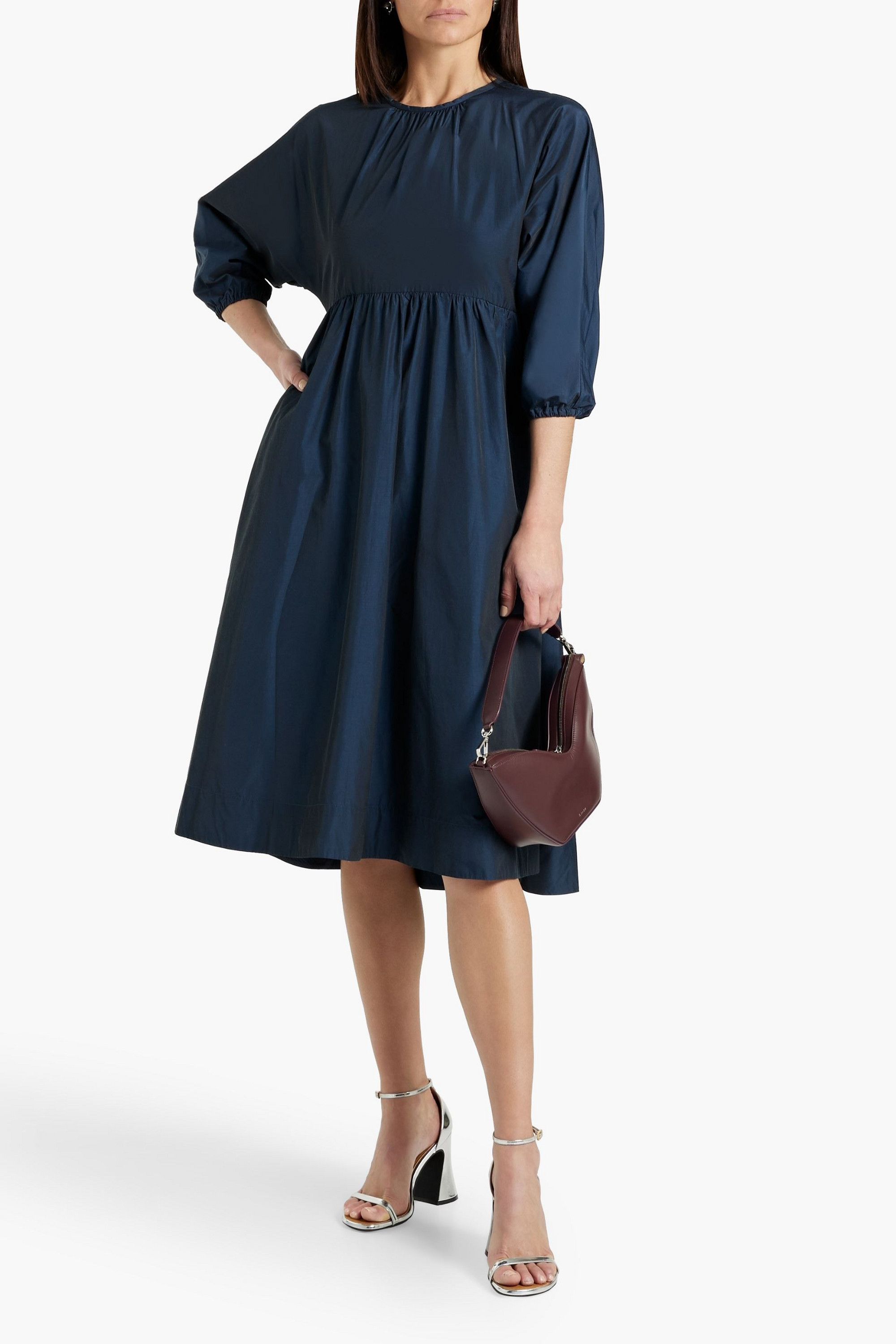 S Max Mara Gathered sateen midi dress
