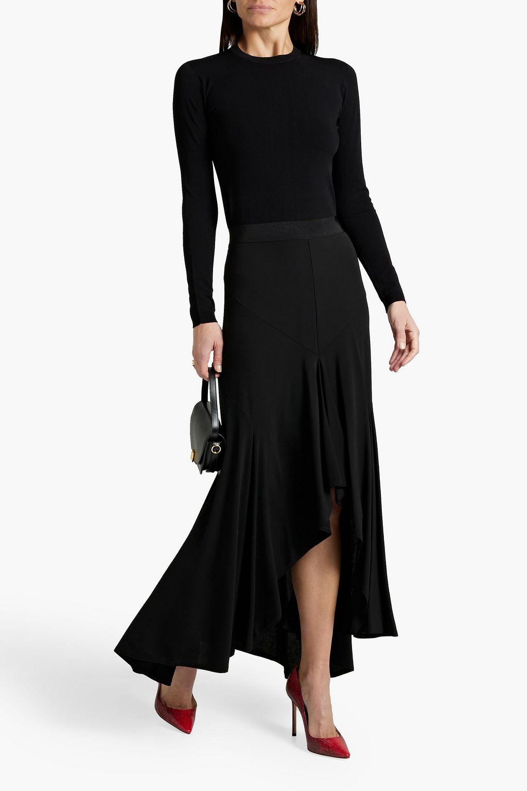 MAX MARA Asymmetric jersey maxi skirt