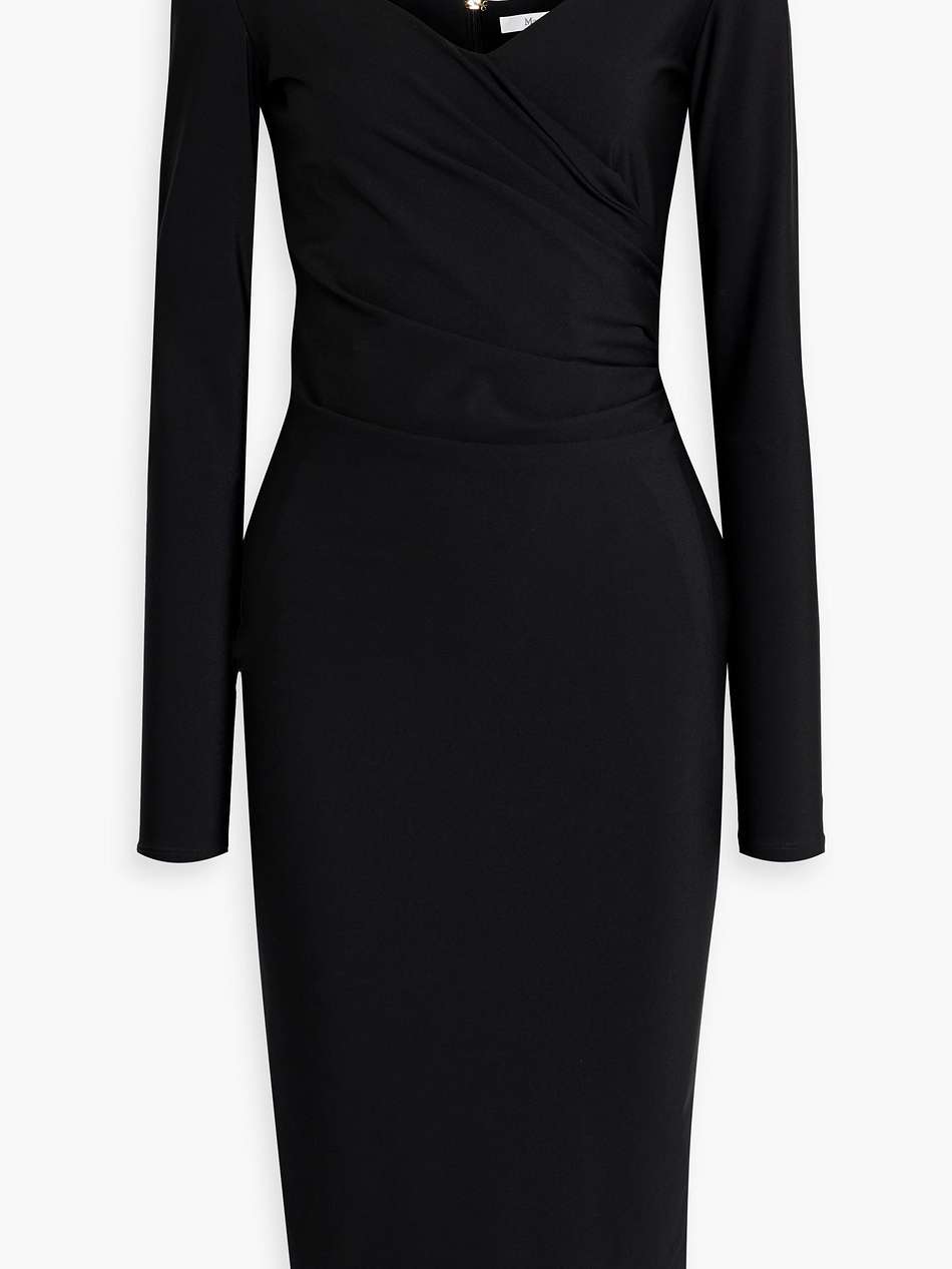 wrap-effect pleated jersey dress