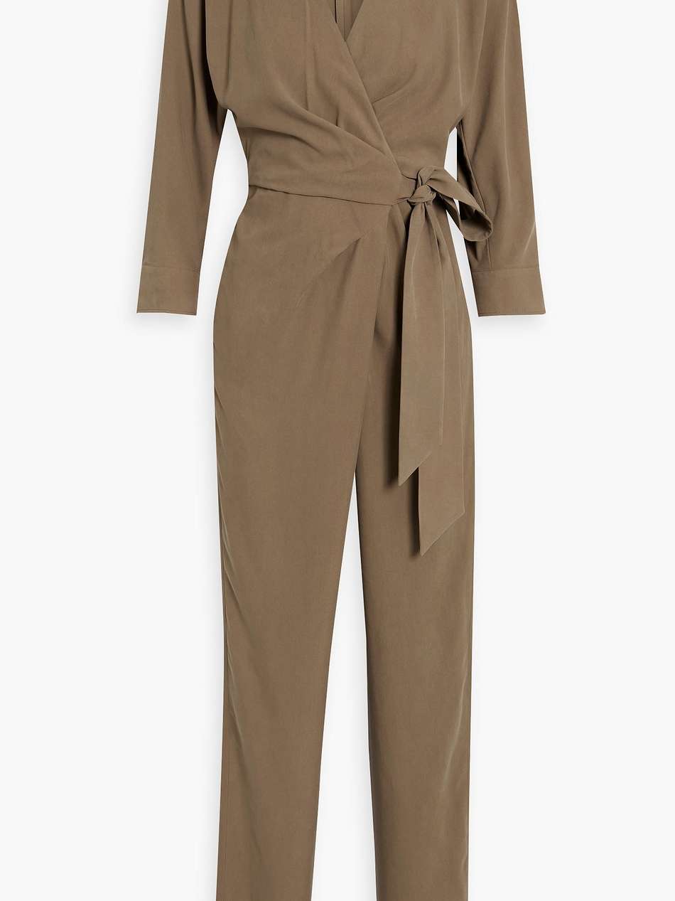 wrap-effect belted silk jumpsuit