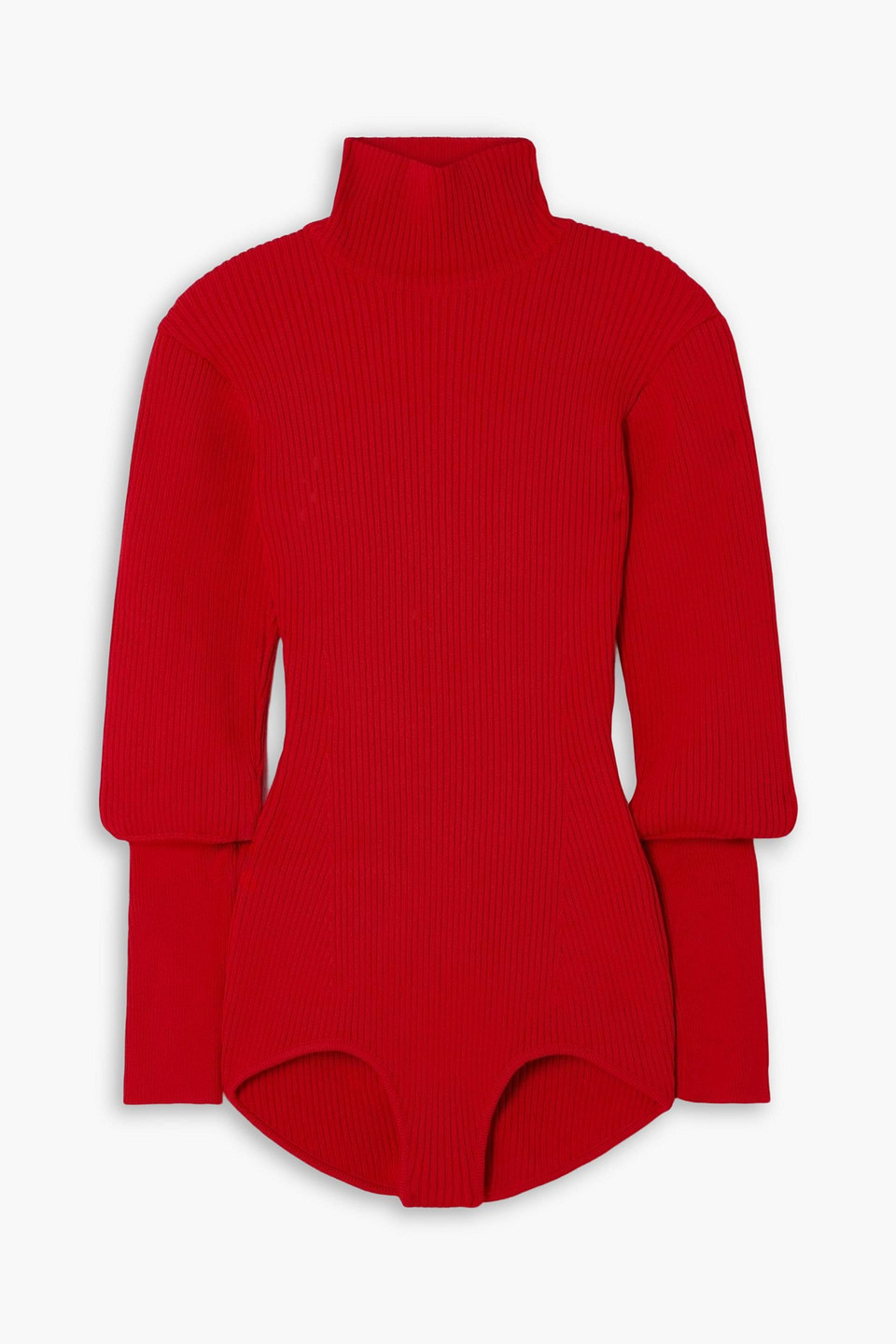 magda butrym - ribbed-knit turtleneck bodysuit - red - fr 36