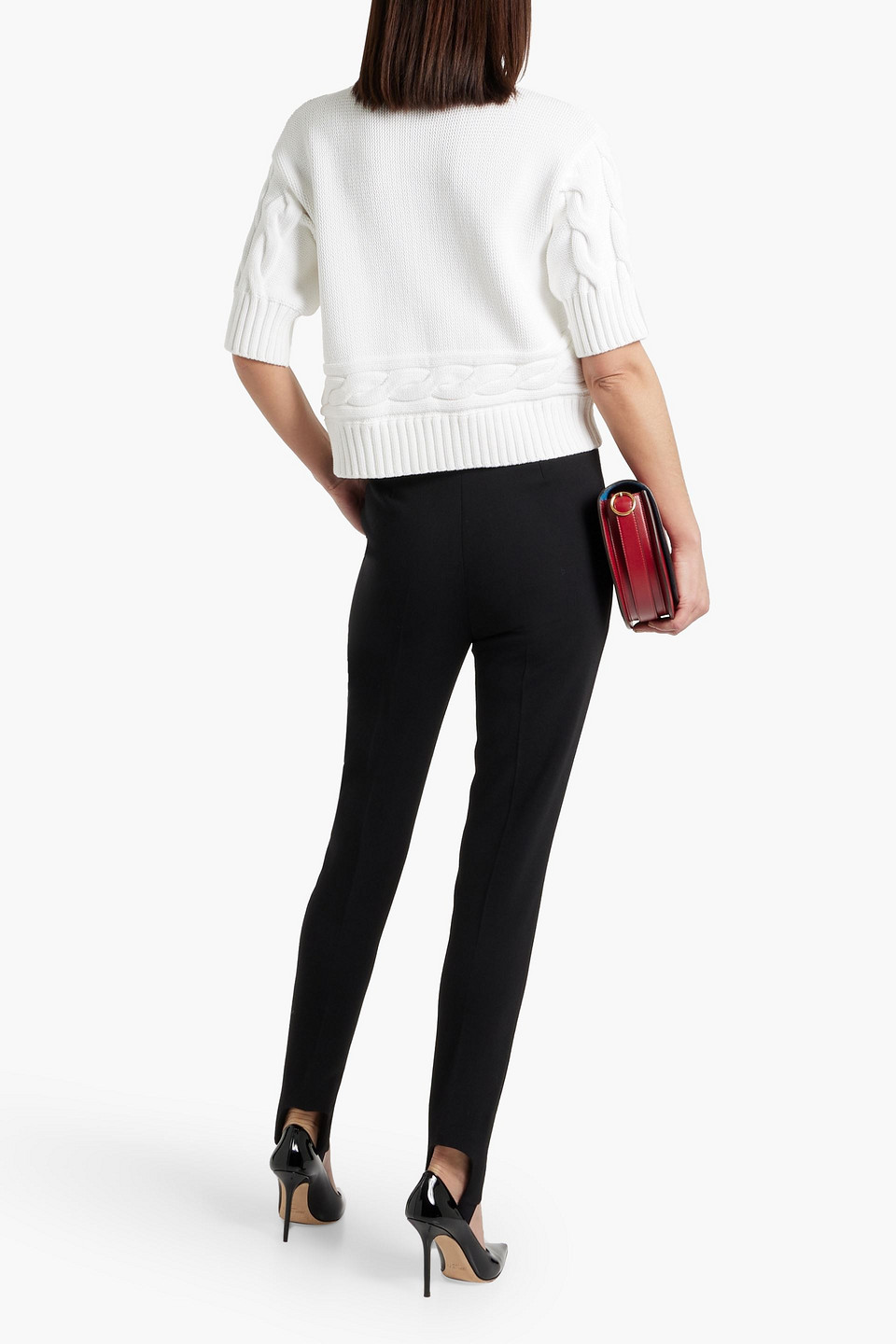 Shop Max Mara Wool-blend Stirrup Slim-leg Pants In Black