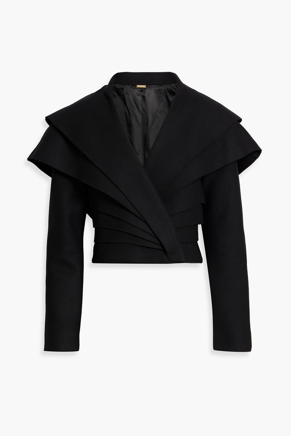 Cult Gaia Sadia Pleated Wool-blend Jacket In Black