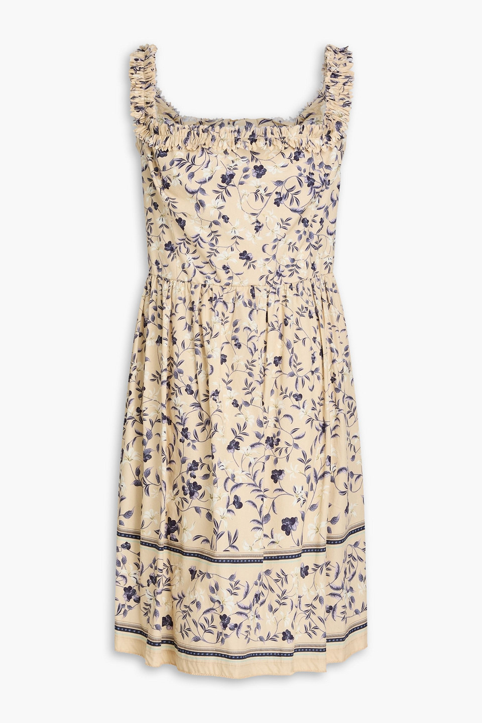 Agua By Agua Bendita Achiote Café Floral-print Cotton-poplin Mini Dress In Multi