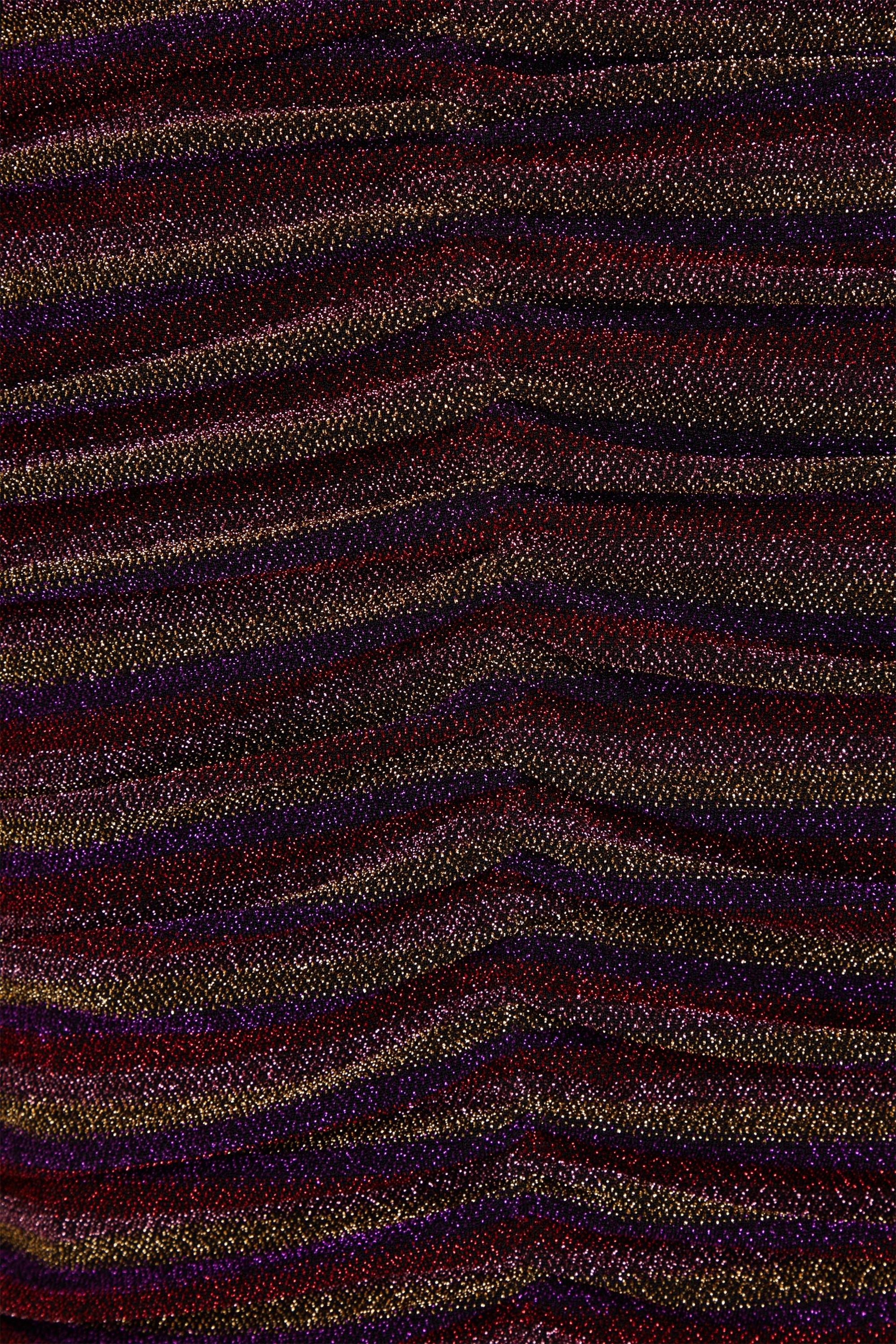 Rebecca Vallance Aisha ruched striped lamé mini dress