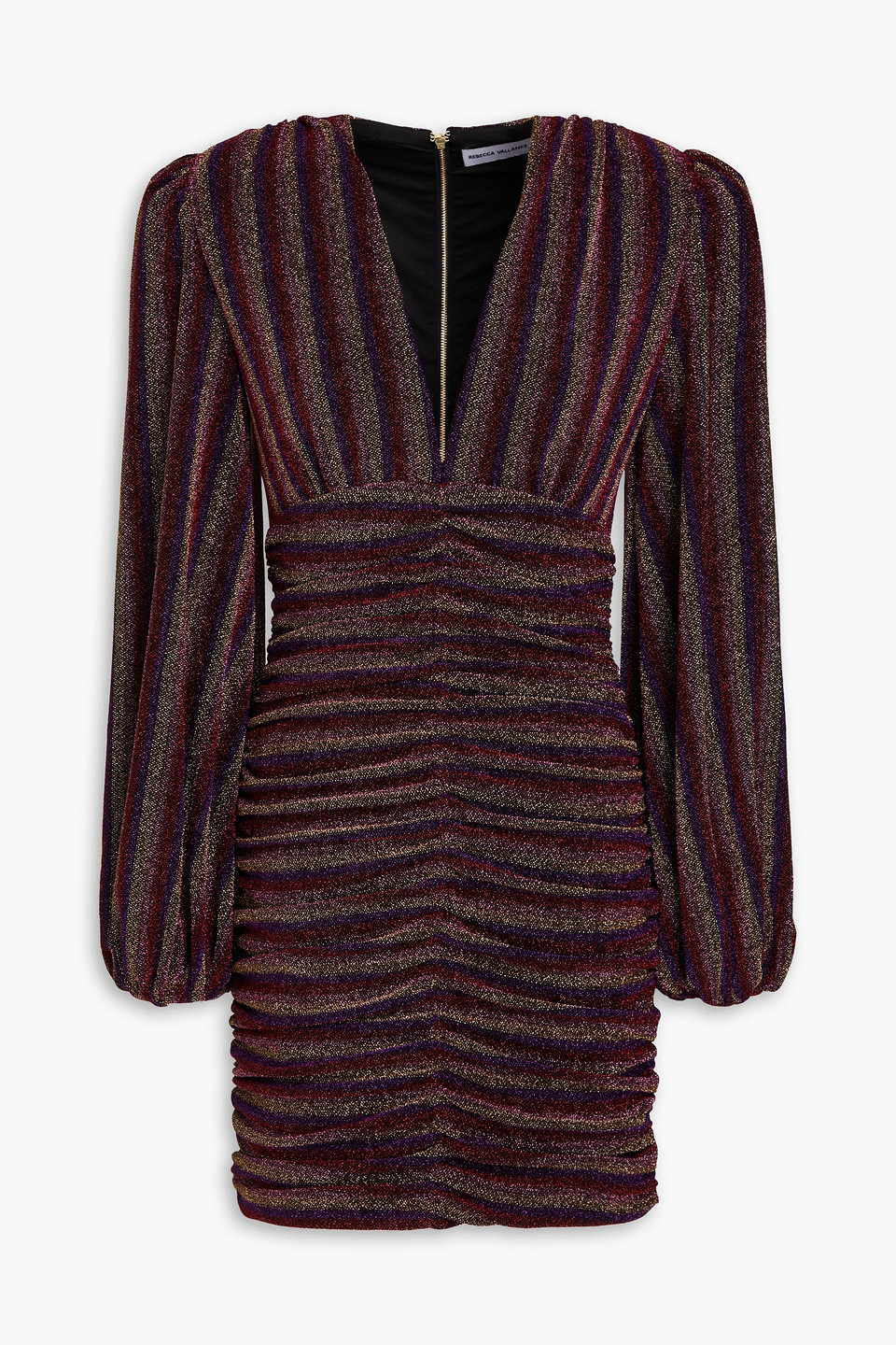 Rebecca Vallance - Aisha ruched striped lamé mini dress - Multicolor - UK 12