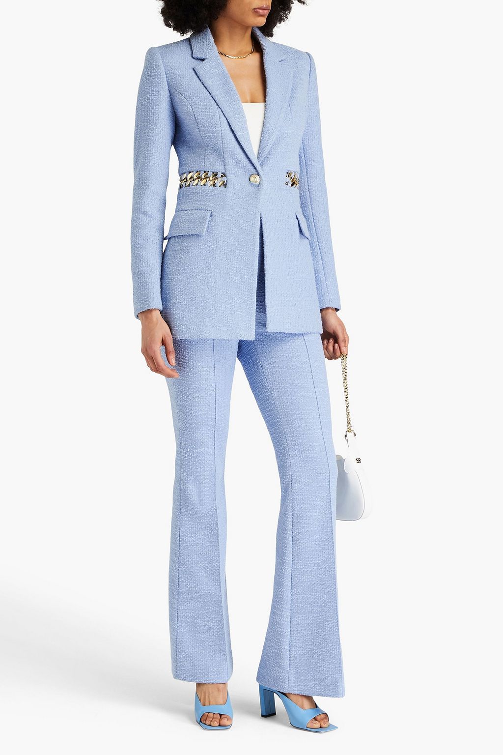 REBECCA VALLANCE Carine chain-embellished tweed blazer