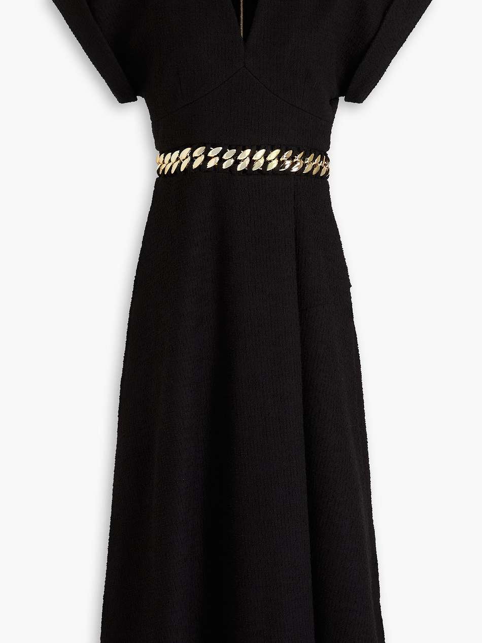 carine chain-embellished tweed midi dress