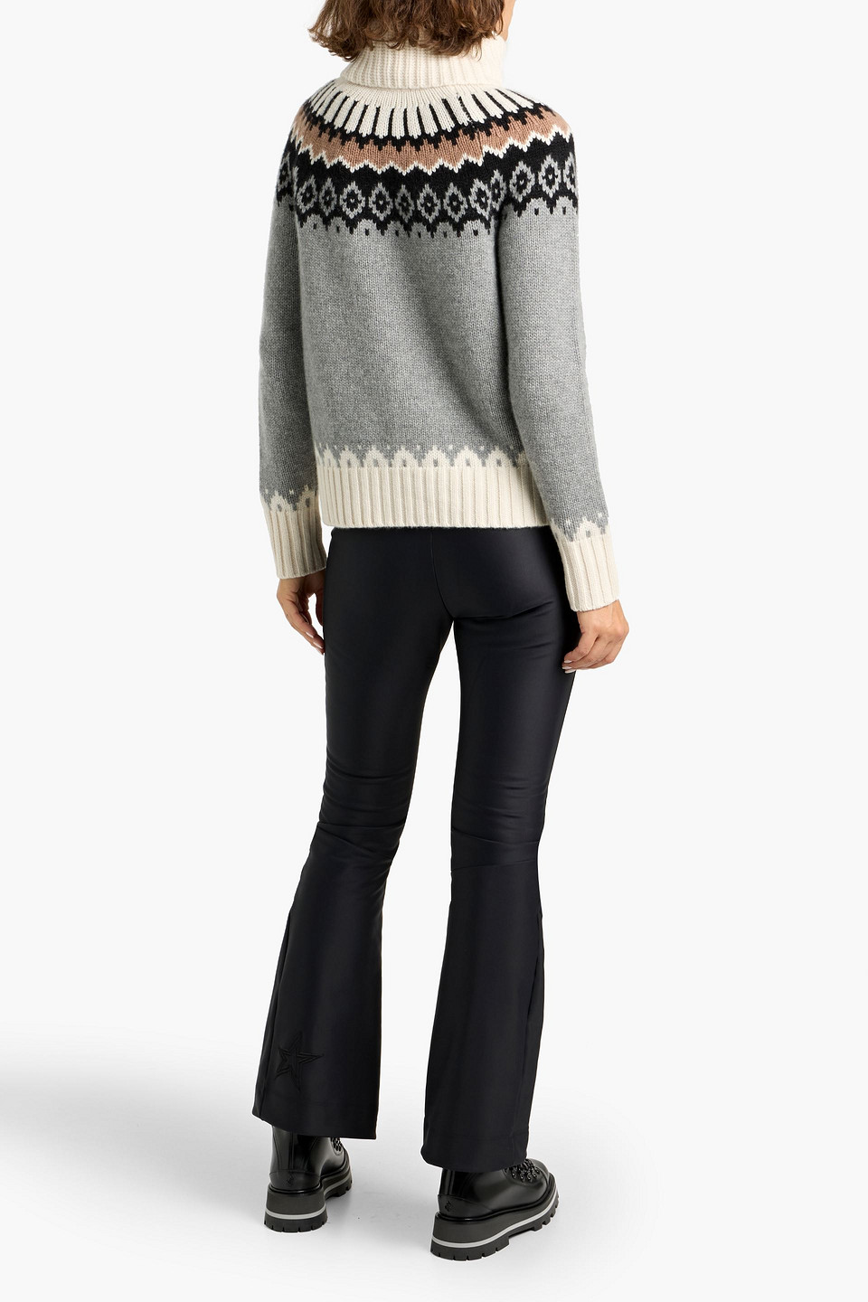 Bogner Ingrid Fair Isle Cashmere Turtleneck Sweater In Gray