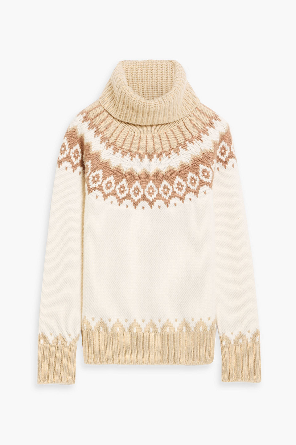 Bogner Ingrid Fair Isle Cashmere Turtleneck Sweater In Neutral