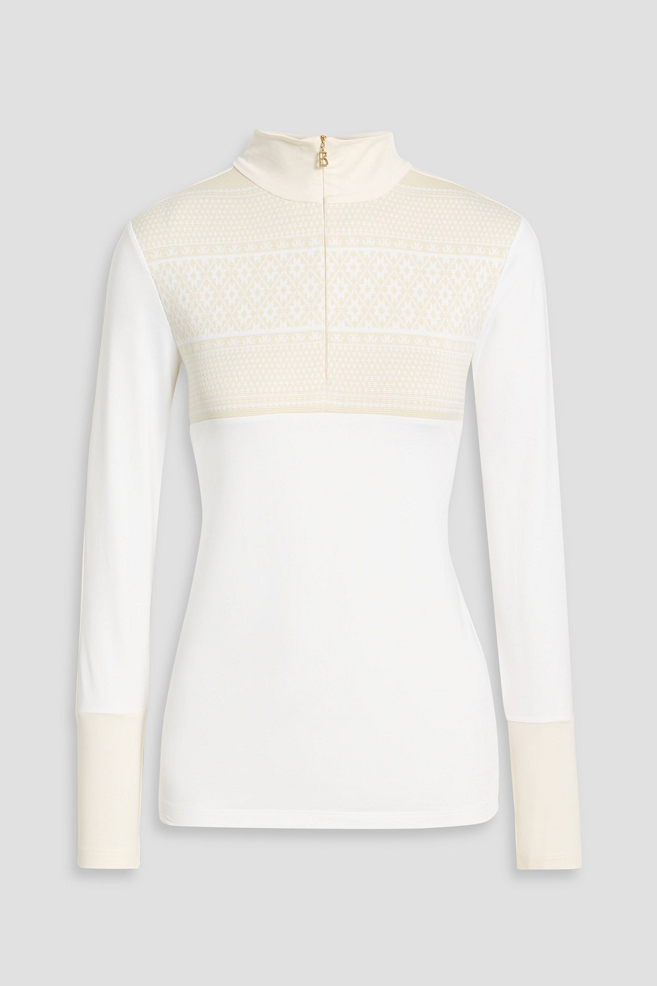 Bogner Elissa Jacquard Knit And Stretch-jersey Base Layer In White