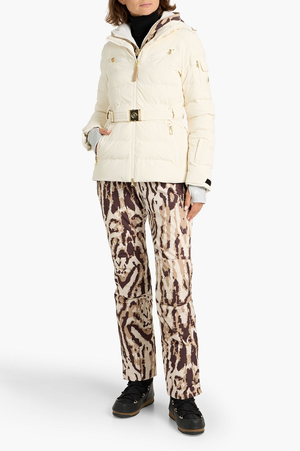 Bogner Ellya Belted Quilted Ski Jacket In White