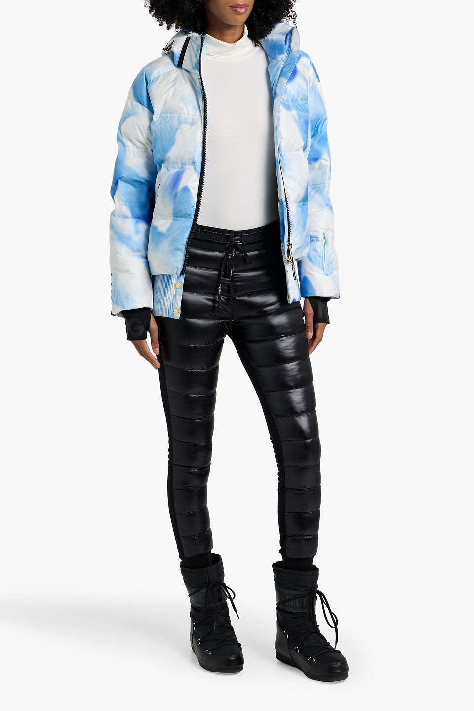 Bogner Kelly Printed Quilted Down Ski Jacket In Blue