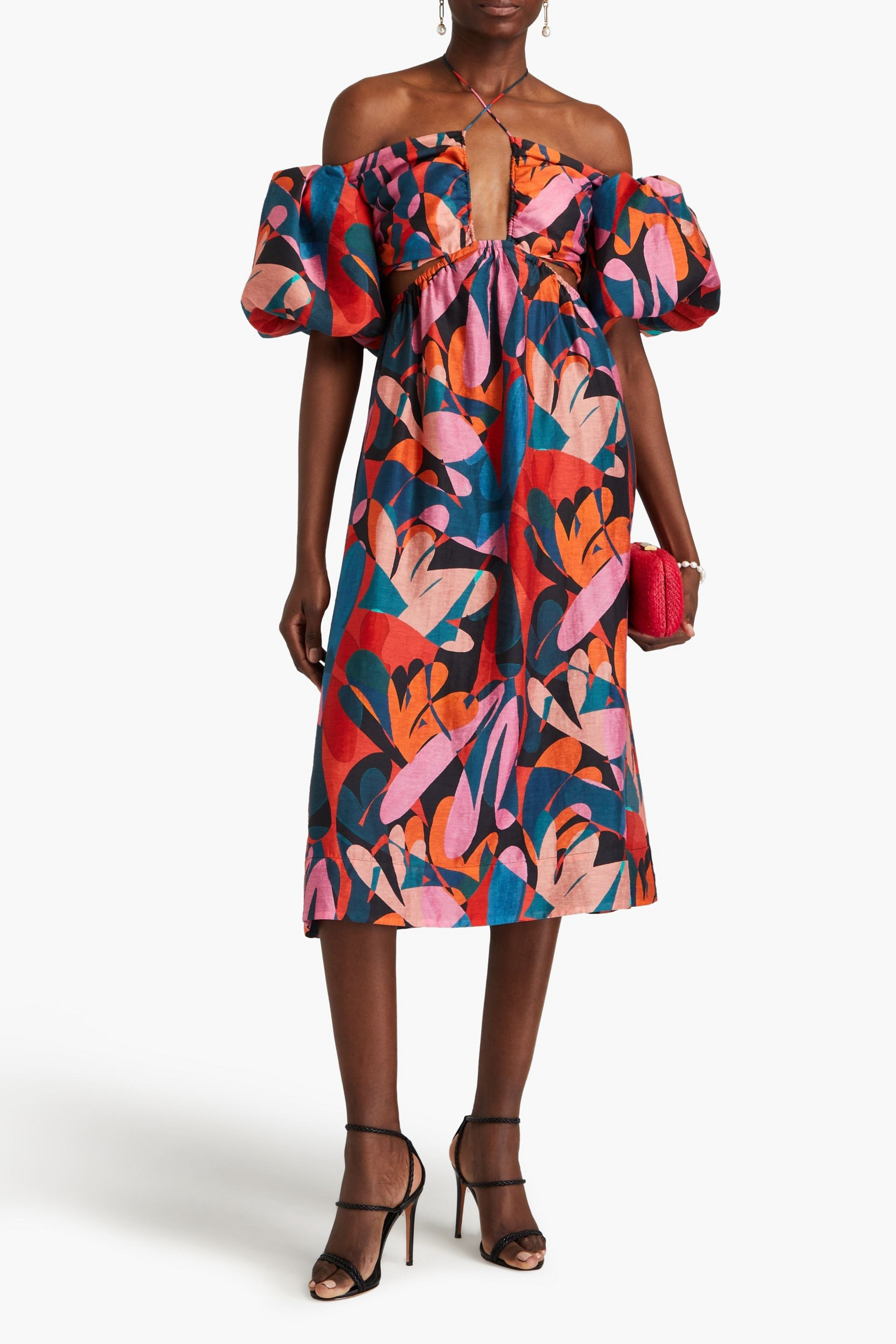 Rebecca Vallance Catalina off-the-shoulder printed TENCEL™-blend gauze midi dress
