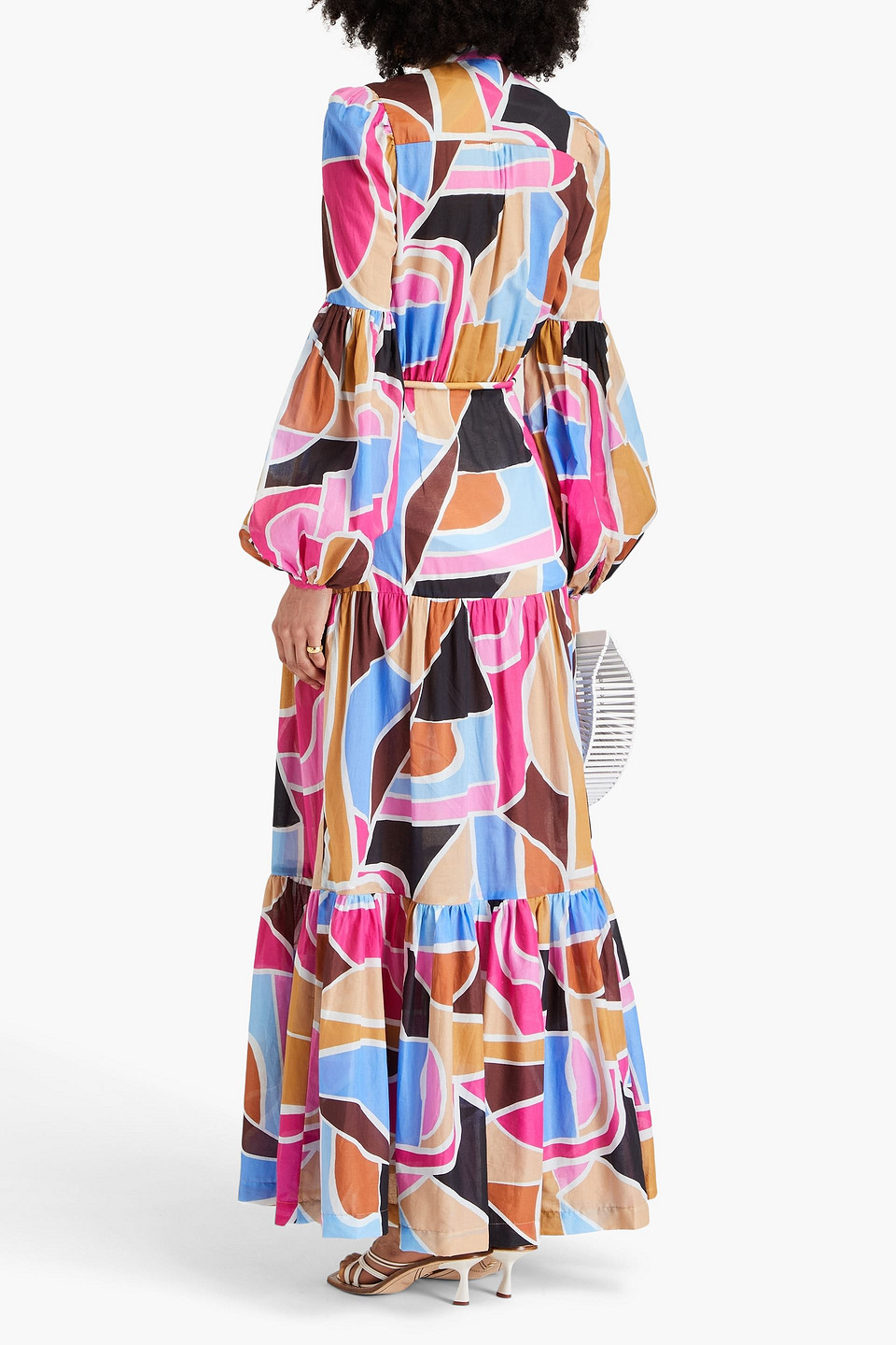 Shop Rebecca Vallance La Reve Printed Cotton-voile Maxi Dress In Baby Pink