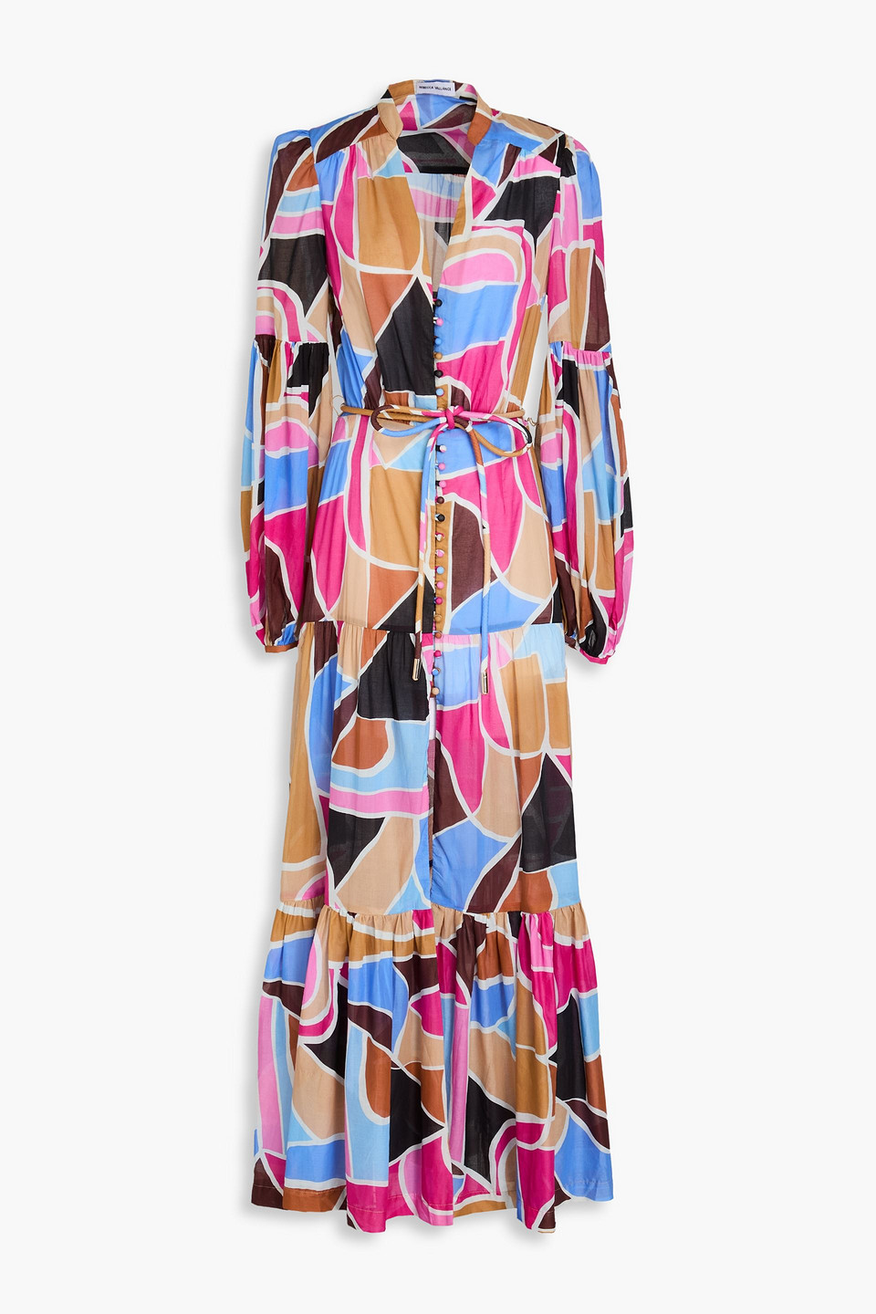 Shop Rebecca Vallance La Reve Printed Cotton-voile Maxi Dress In Baby Pink