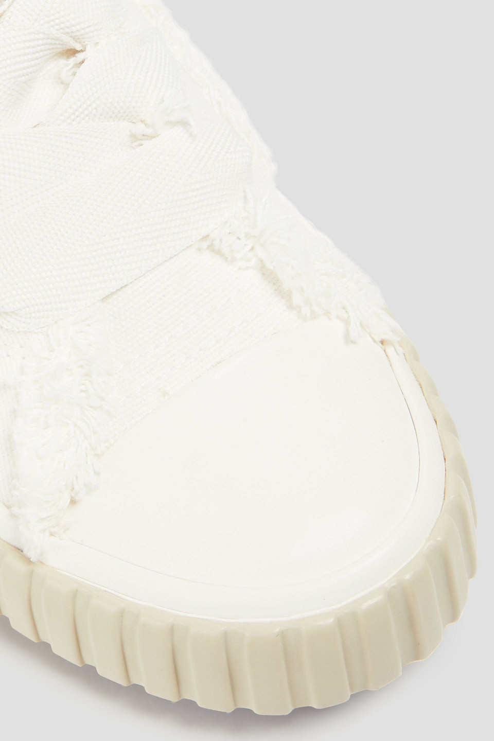 Shop Zimmermann Frayed Canvas High-top Sneakers In Off-white