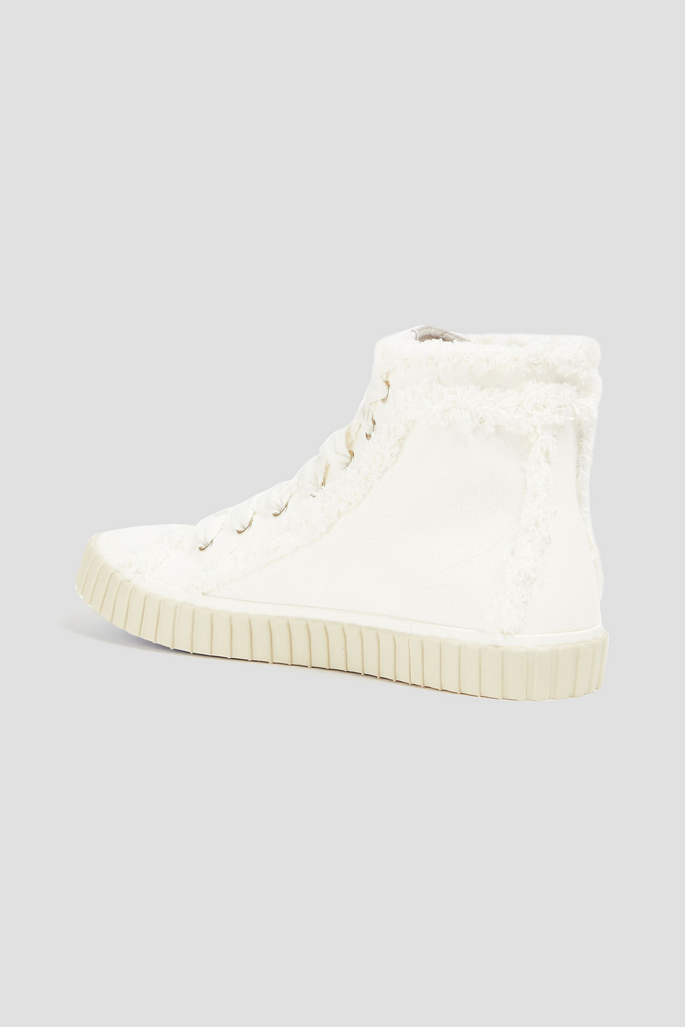 Shop Zimmermann Frayed Canvas High-top Sneakers In Off-white