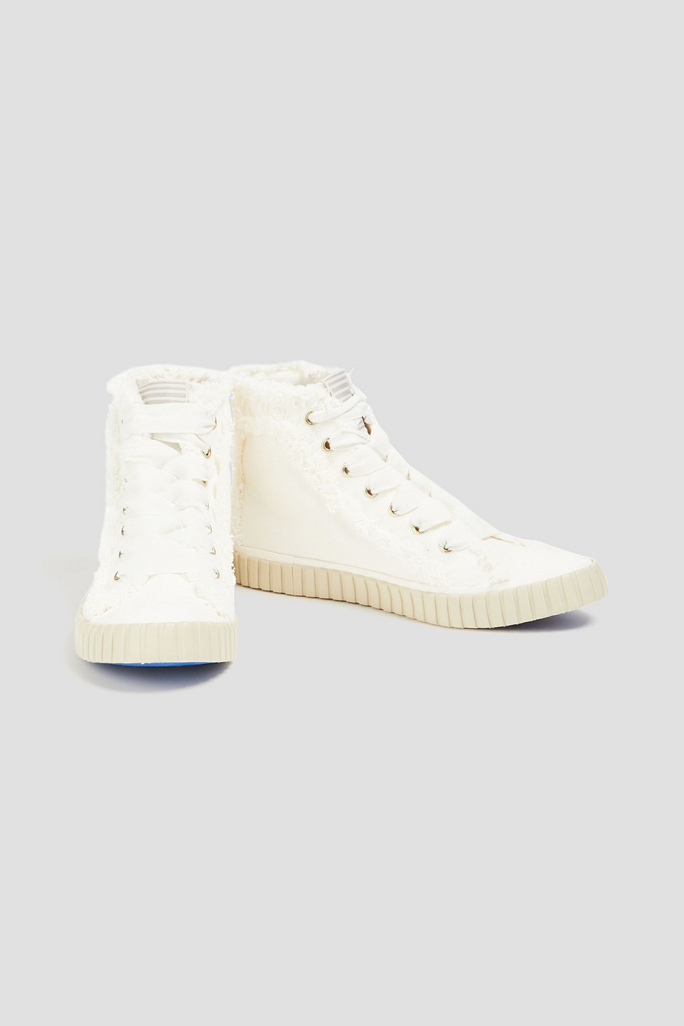 Shop Zimmermann Frayed Canvas High-top Sneakers In Off-white