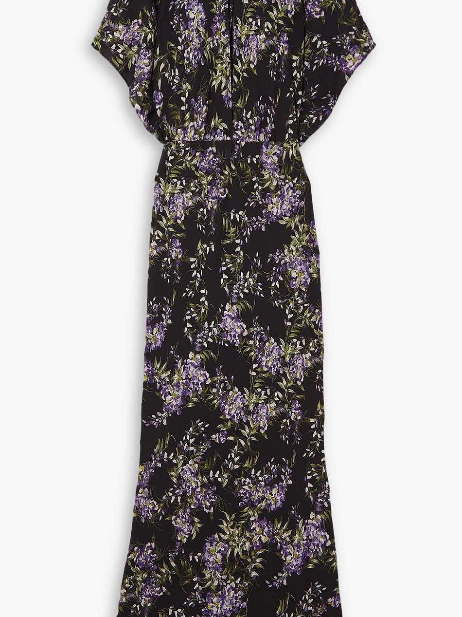 floral-print chiffon gown