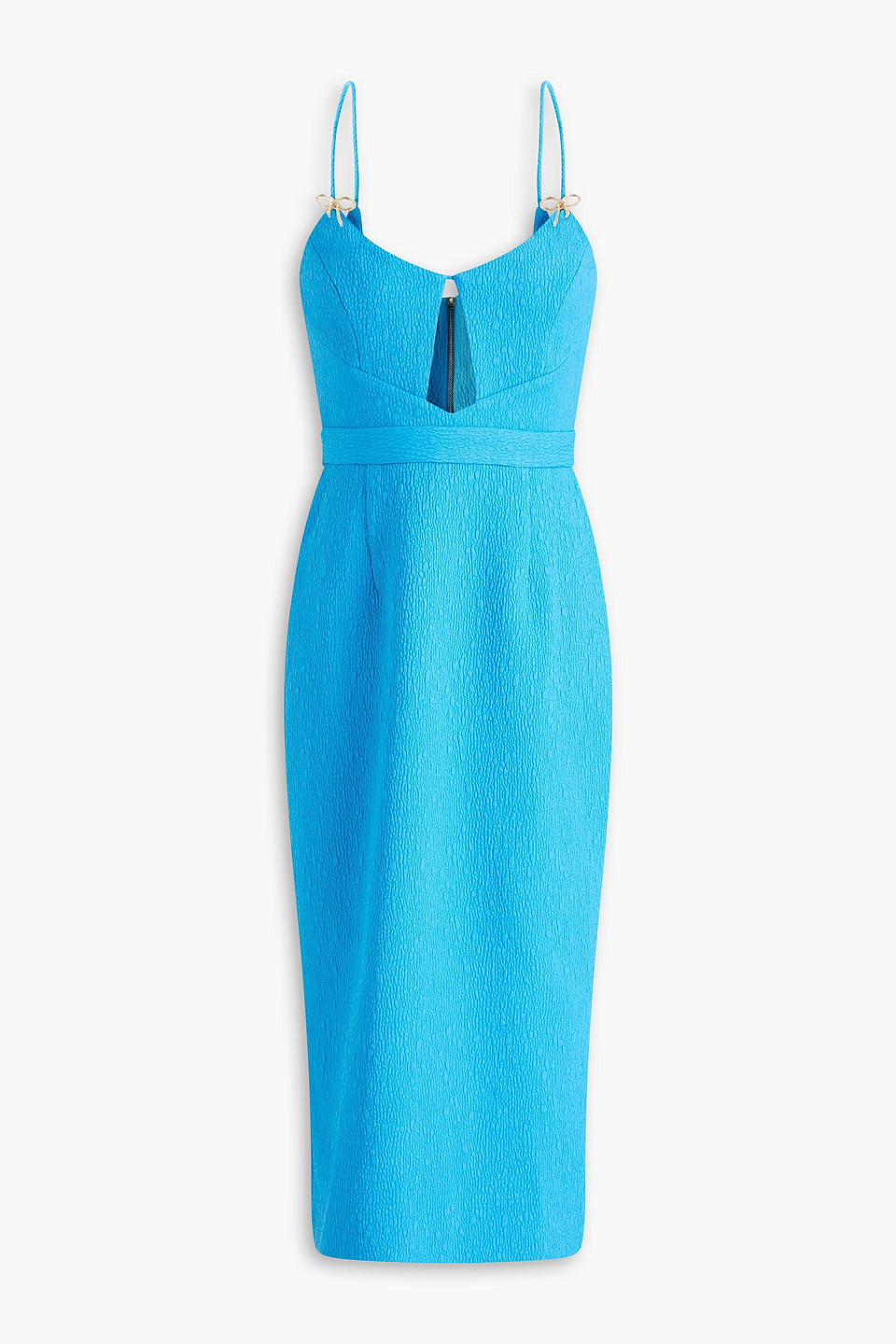 Rebecca Vallance Bow-detailed Cloqué Midi Dress In Turquoise