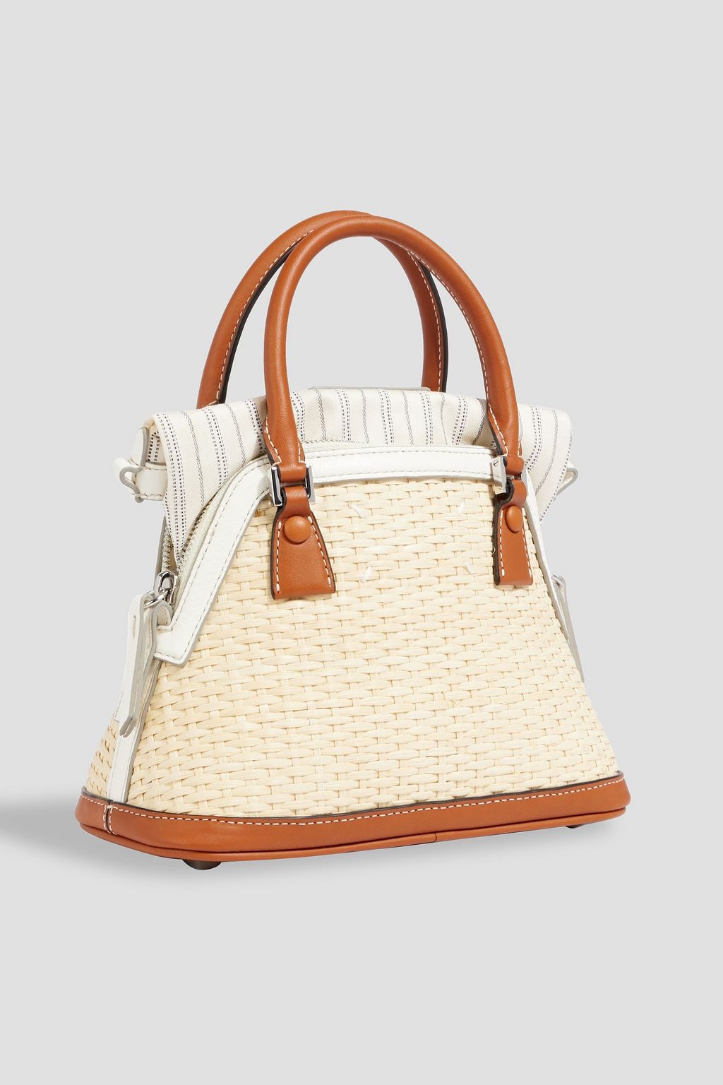 MAISON MARGIELA 5AC Classique leather-trimmed jacquard and rattan shoulder bag