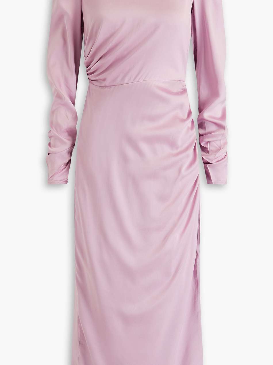 ruched silk-blend satin midi dress
