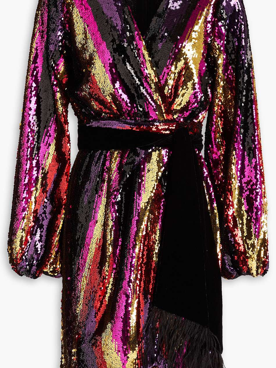 kaia wrap-effect embellished tulle mini dress