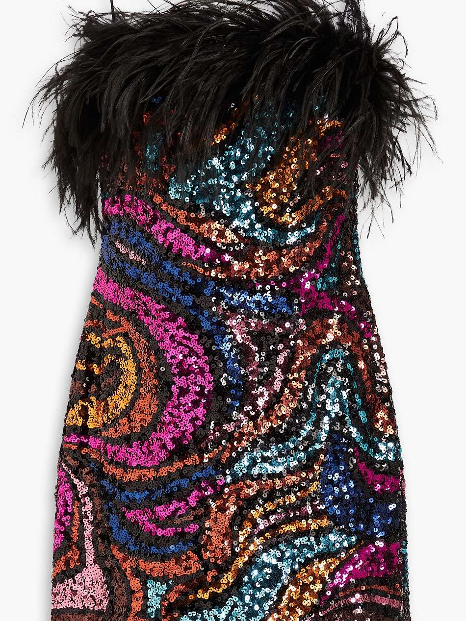 kaia feather-trimmed sequined tulle mini dress